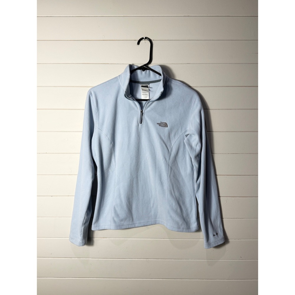 The North Face TKA 100 Womens Sky Blue Fleece Quarter Zip Pullover Jacket
